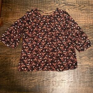 Black floral blouse